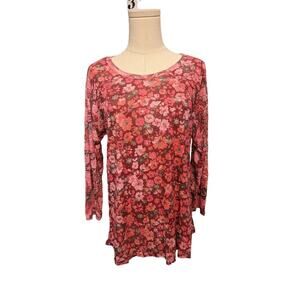 DAVID‎ CLINE Sienna Floral Heathered Scoop Neck Popover XL Top
